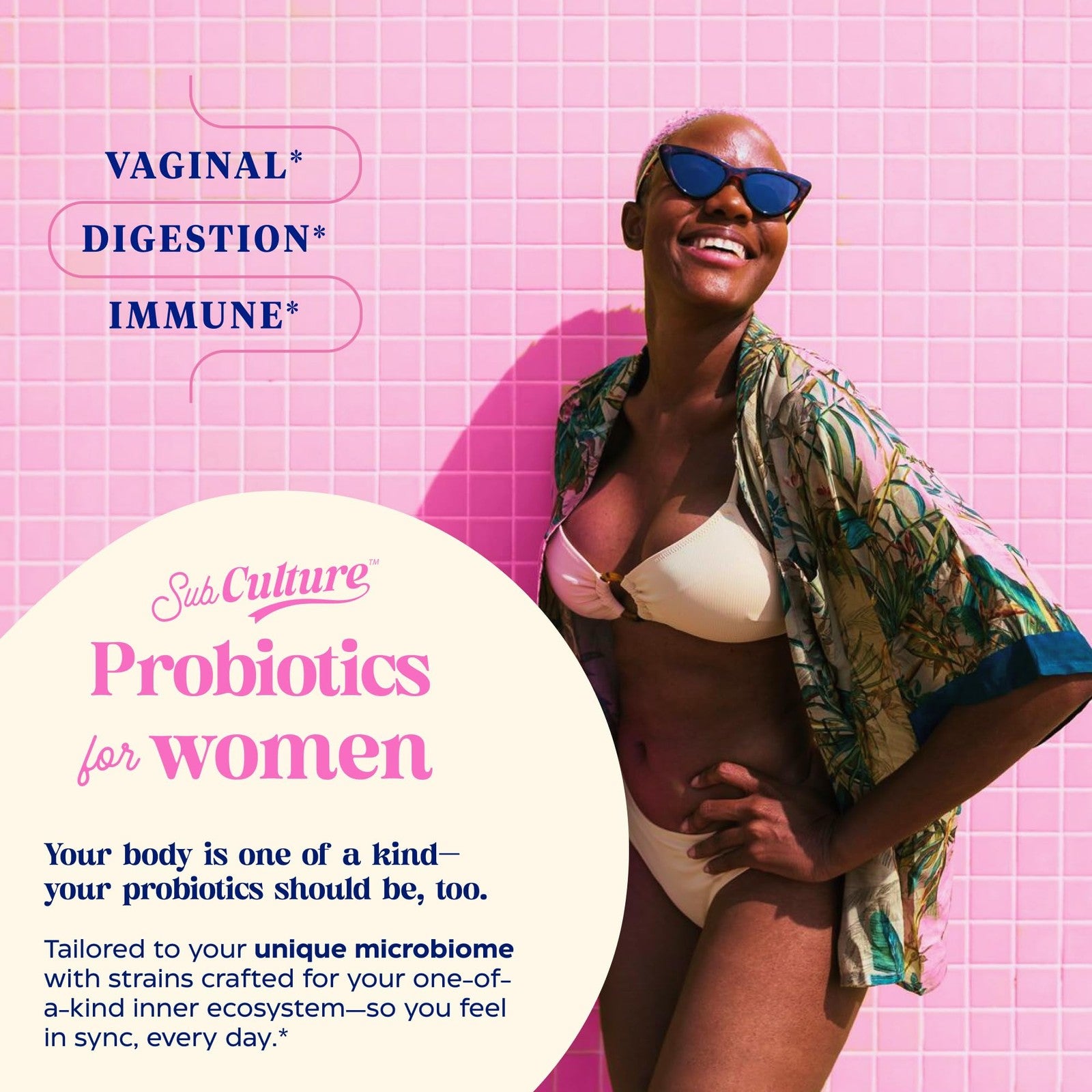 Enzymedica SubCulture Probiotics for Women with 50 Billion CFU, vaginal and urinary health supplement capsules.