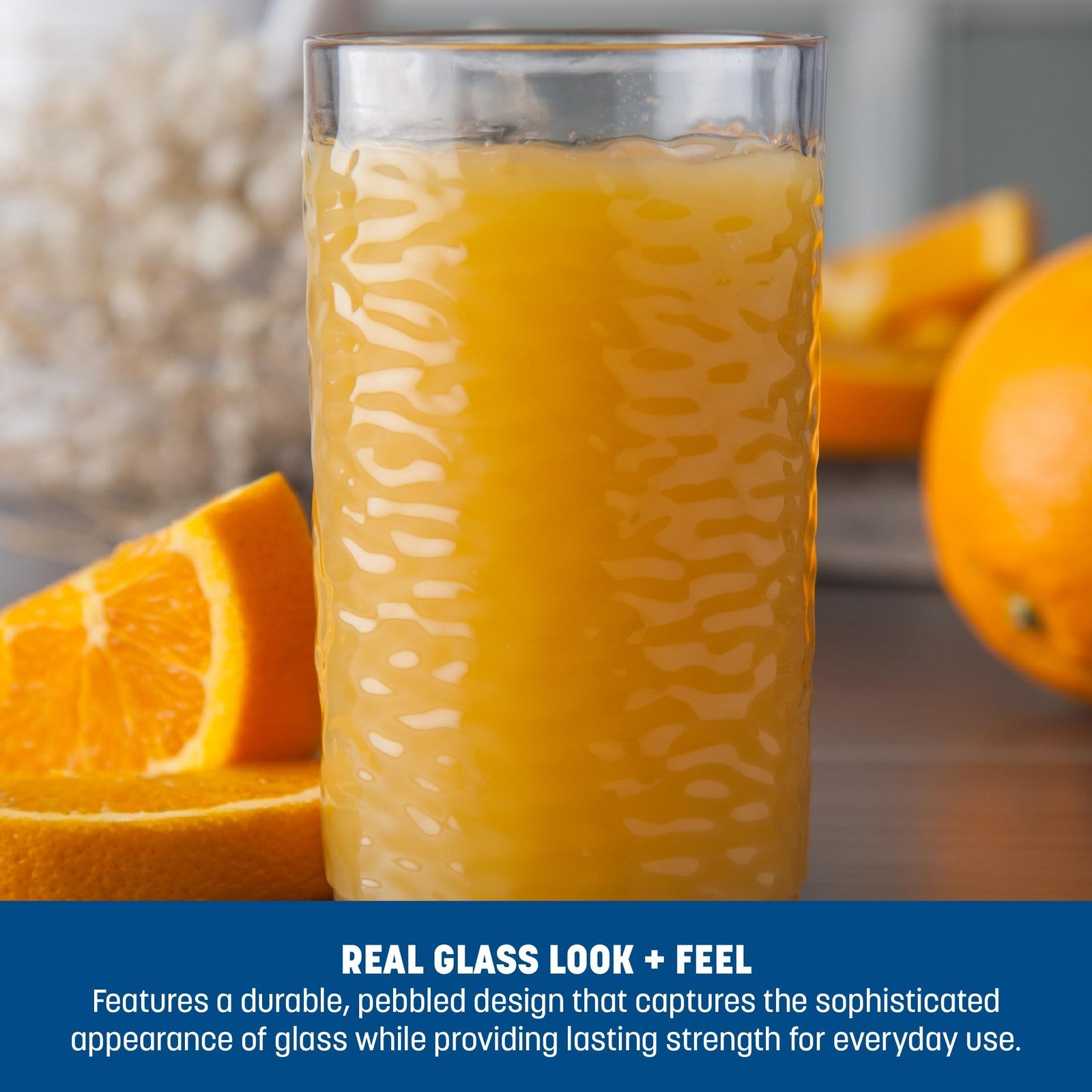 Carlisle FoodService Products Pebble Optic plastic tumbler with textured pebble surface, ideal for beverage service.