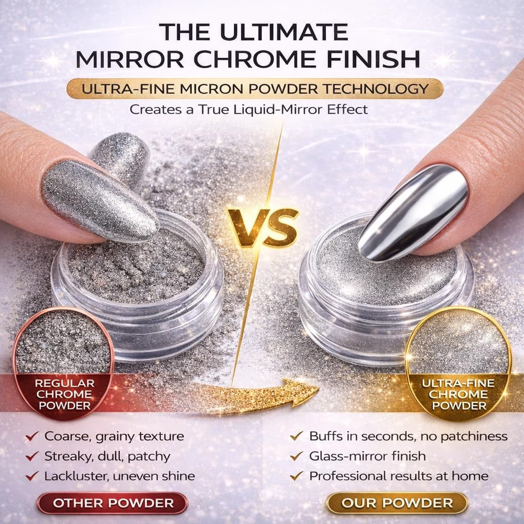 BALTIC DAY Chrome Mica Powder for Resin, metallic pigment in a jar, showcasing its ultra-mirror reflective chrome finish for crafts and art projects.