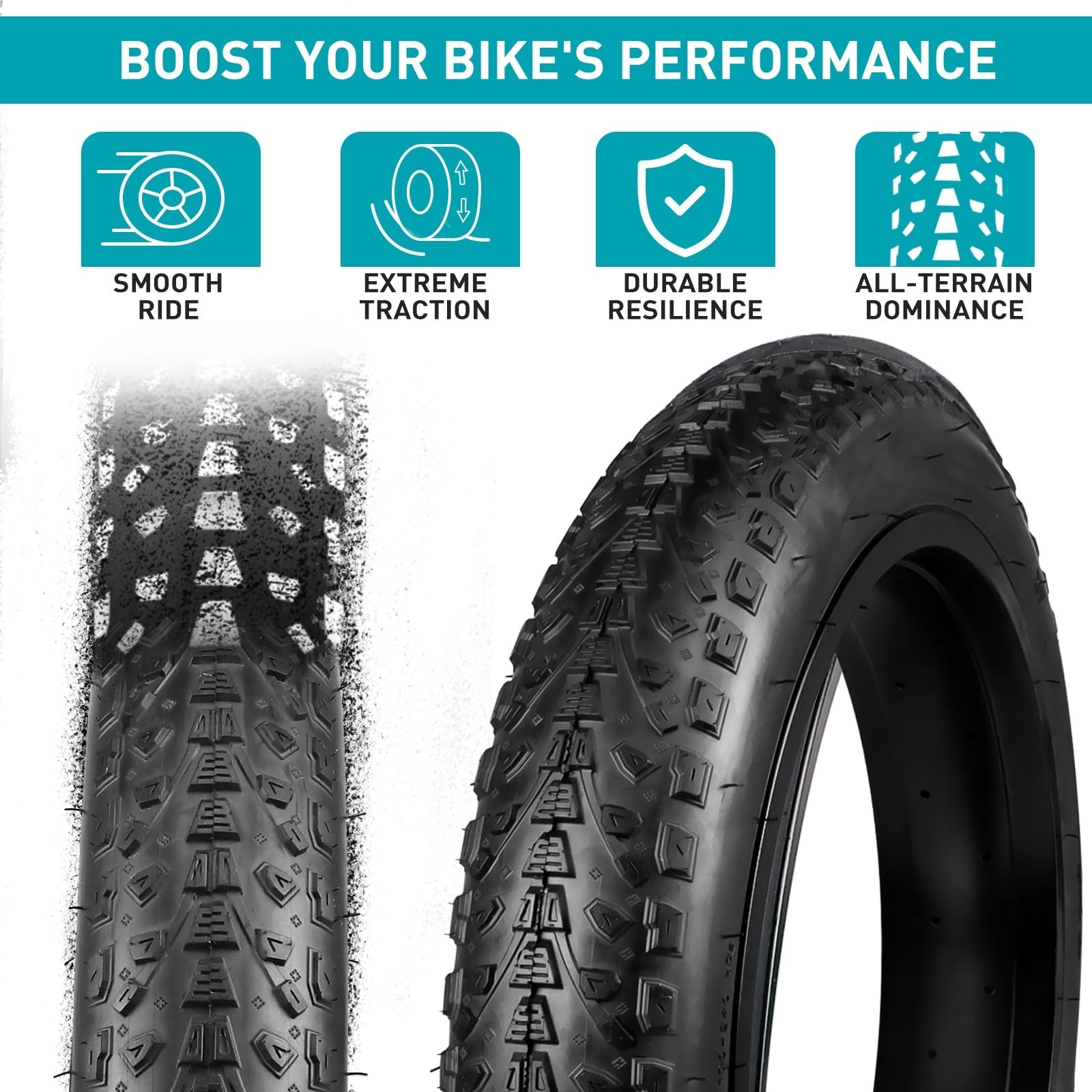 BALINGE 20x3 fat electric bike tires designed for mountain and snow eBikes, heavy-duty tires with rugged tread for challenging terrains.
