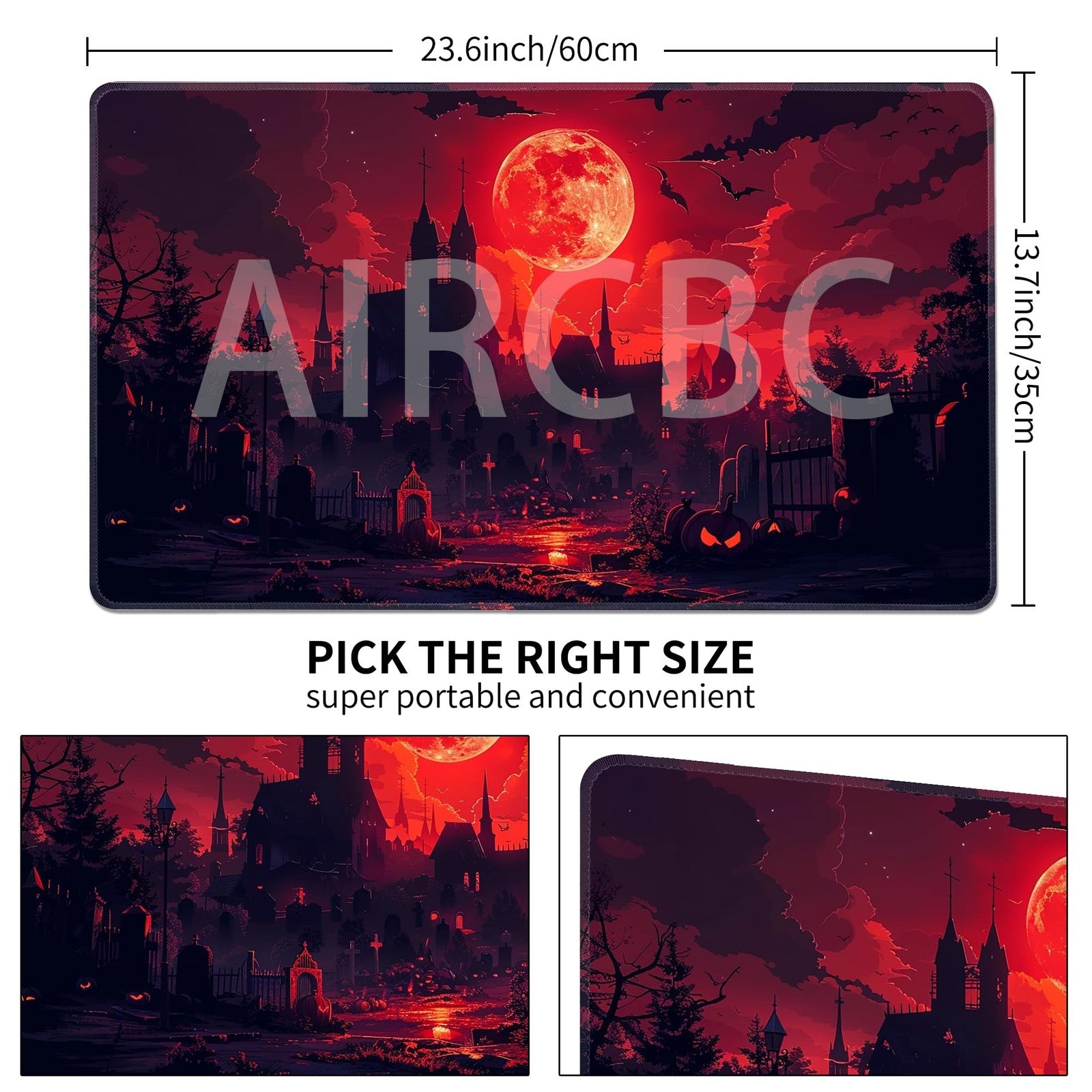 AIRCBC MTG playmat with non-slip rubber backing, printed design, and spacious surface for commander board game play.