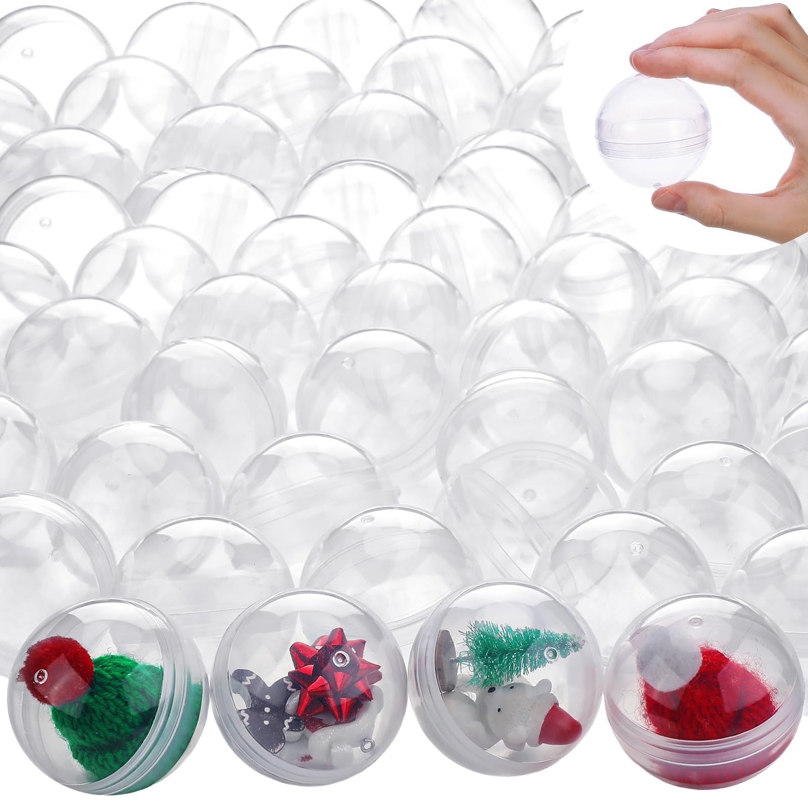 Sosation 150-piece set of clear plastic gumball vending machine capsules, round and 1.77 inches in size, empty for filling.