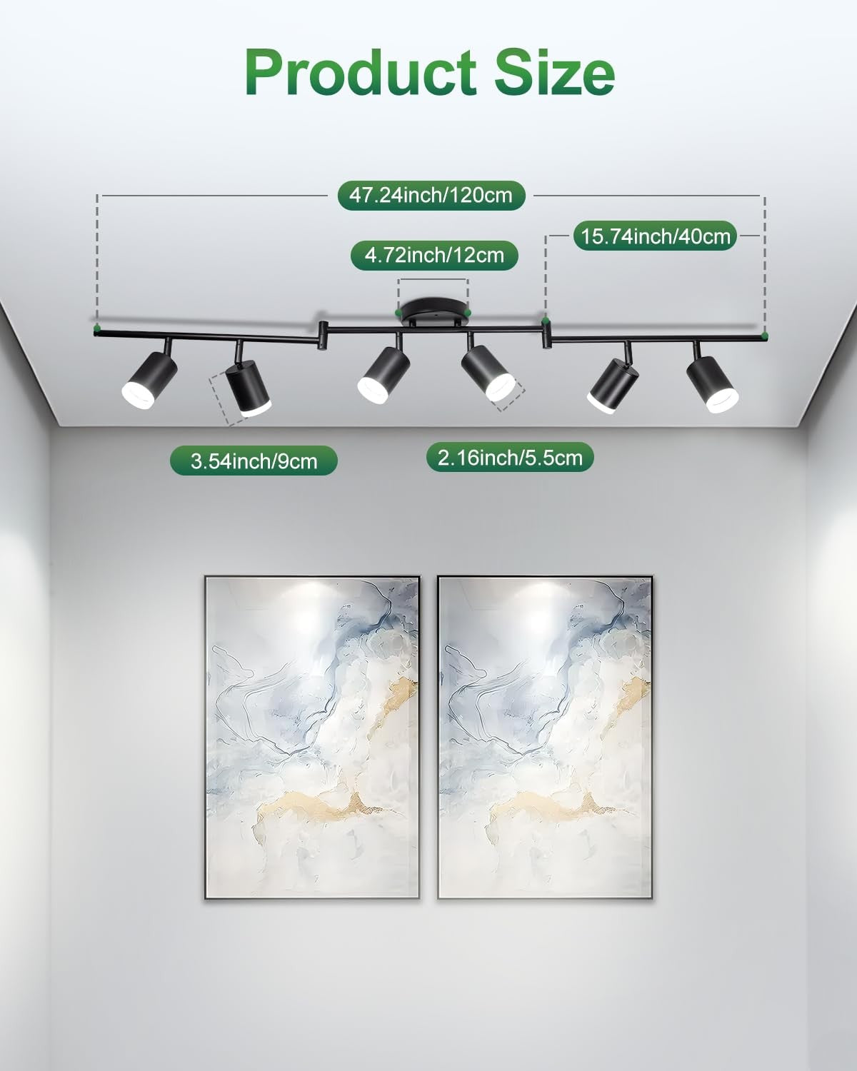 Fondiiz 6 Ways Track Lighting Kit with rotatable heads and modern fixtures for adjustable, focused lighting in interior spaces.