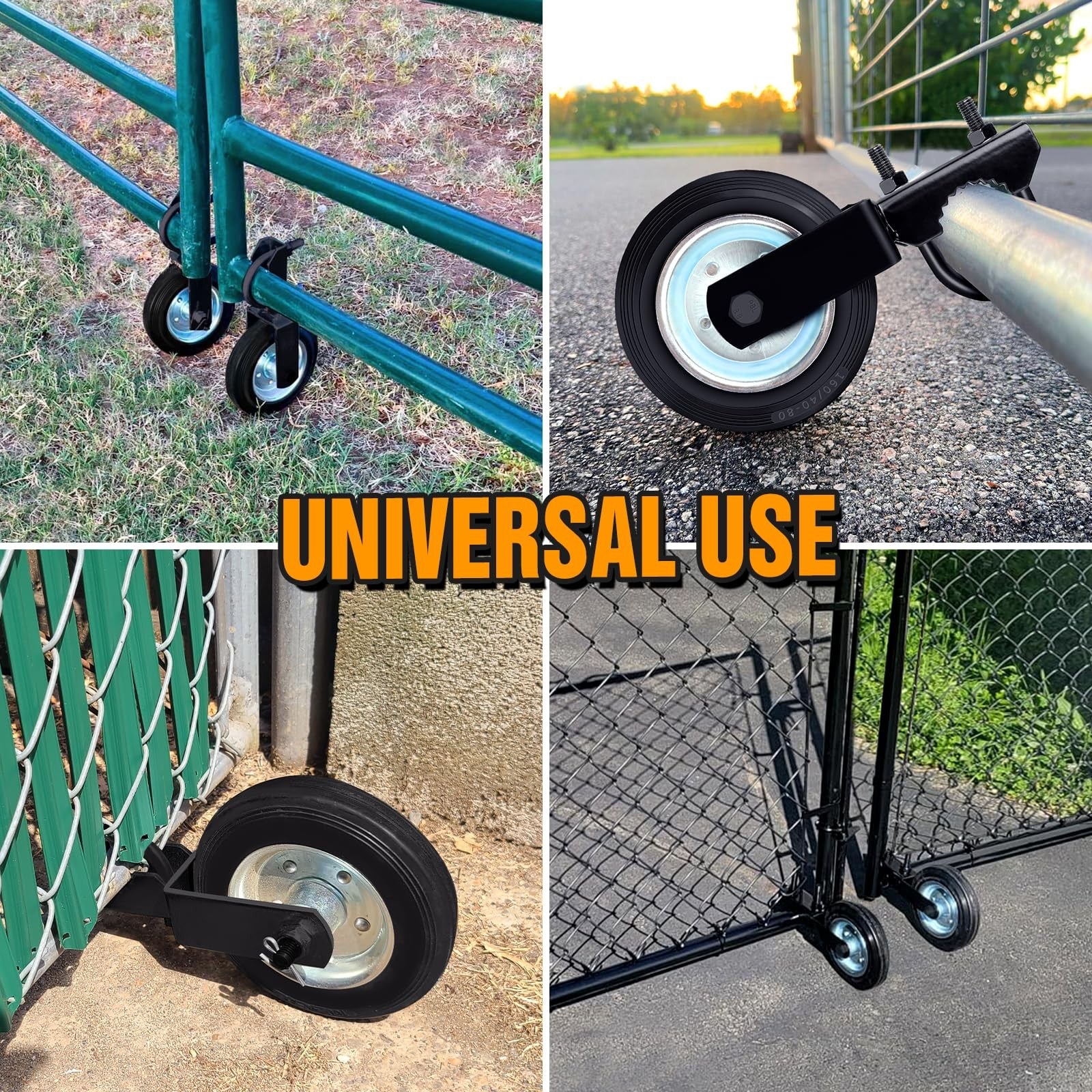 Mofeez gate wheel for metal swing gate with 1-5/8 to 2-inch frame, support wheel for sturdy gate operation.