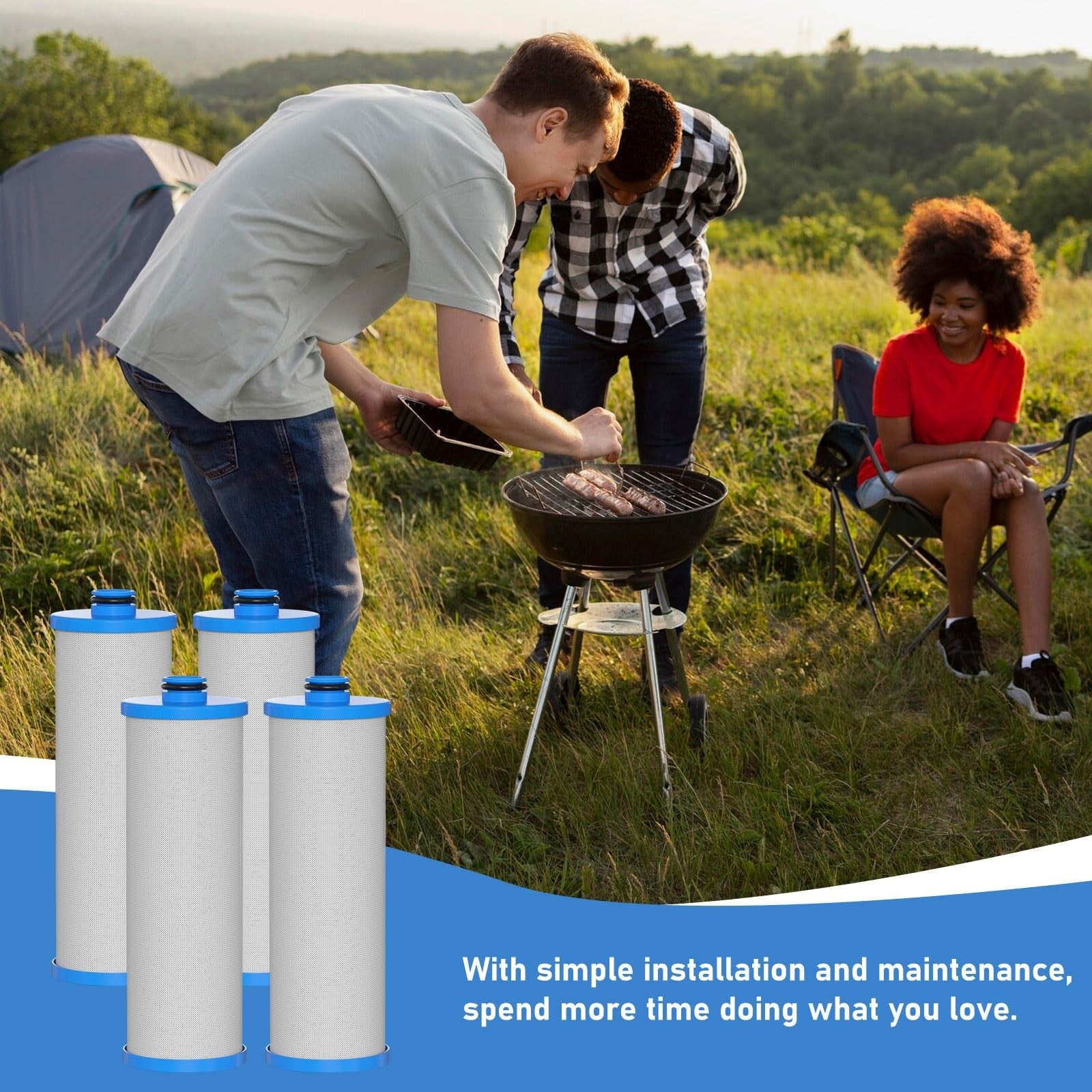 Vickmons KW1 RV water filter, 2.5 x 10 inches, compatible with RCS/FR1 housing, replacing RV water filters for clean drinking water.