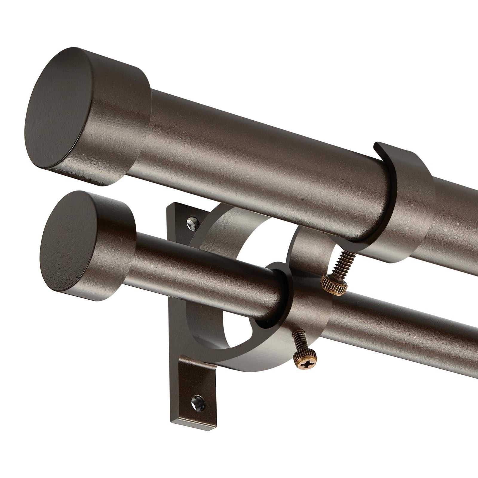 Lwiiom Double Curtain Rod 36-72 inch adjustable dark bronze aluminum with end caps