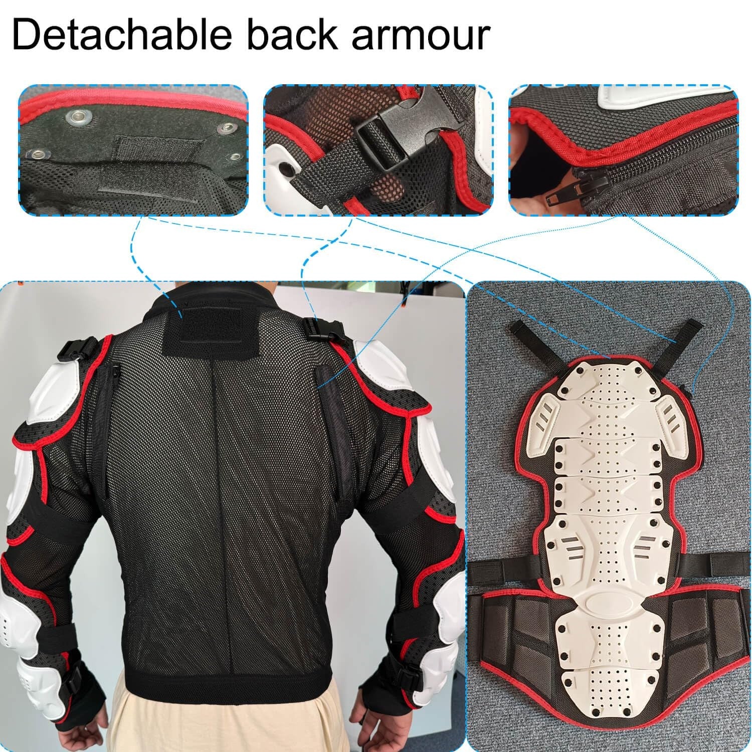 Youth and adult YEBCKZL motorcycle full body armor jacket with protective padding for dirt bike riding.
