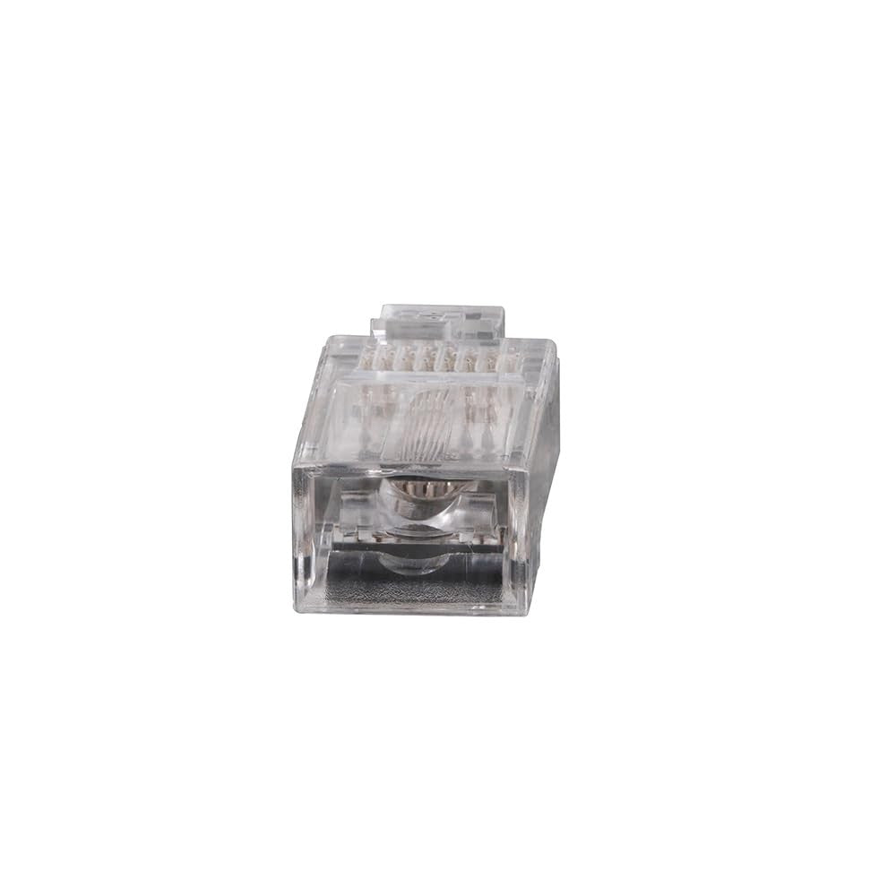 Klein Tools VDV826-702 Pass-Thru Modular Data Plug with RJ45 CAT5E gold connectors, shown in close-up view.