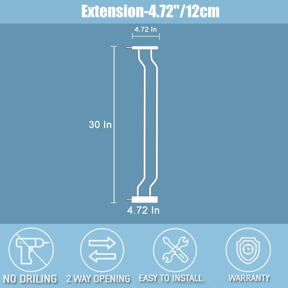 Flower Frail Baby Gate extension, pressure-mounted, extra wide 34-38.5 inch for securing doorways and stairways.