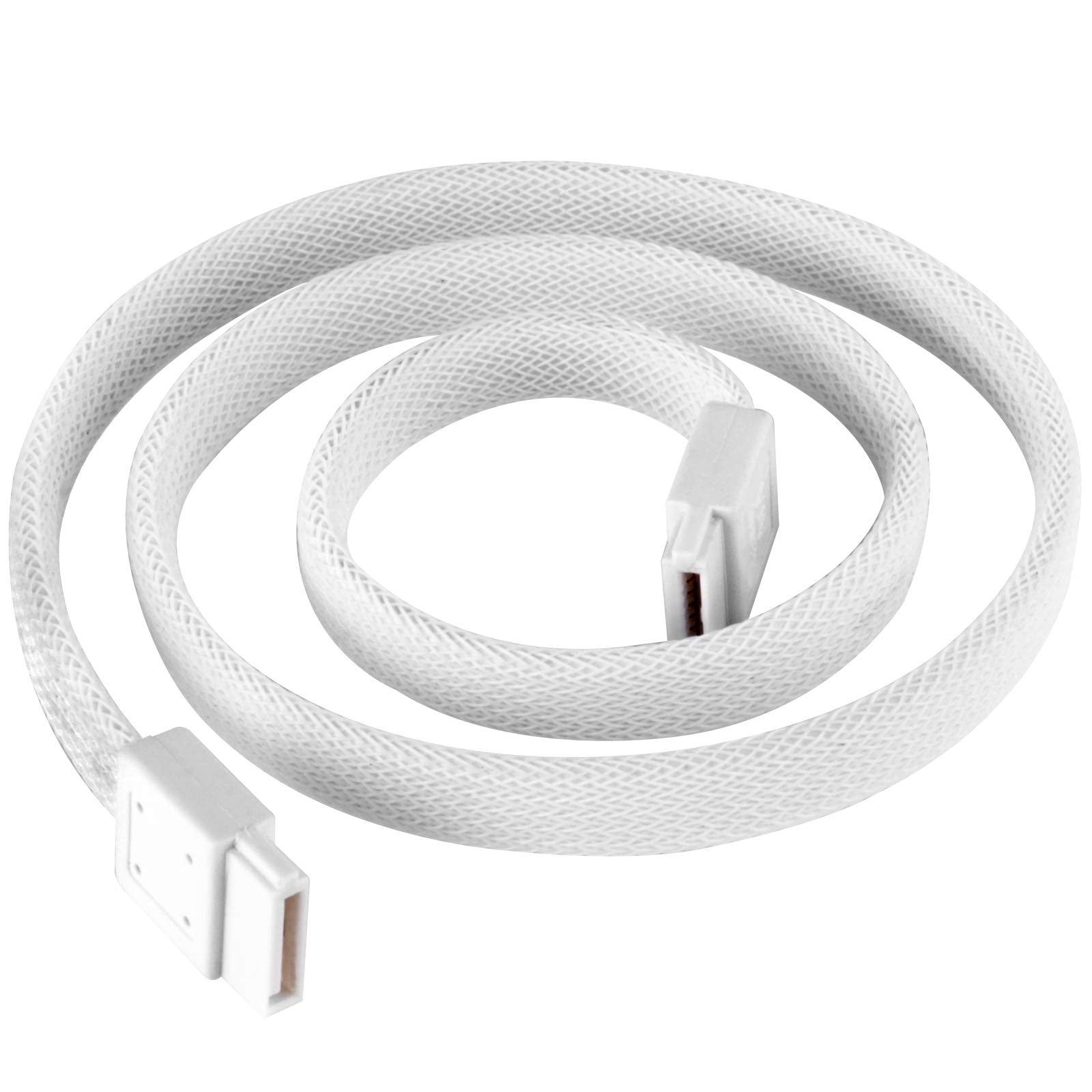 SilverStone SATA 3 sleeved white cable with EMI guard, designed for 6Gb/s data transfer, shown against a neutral background.