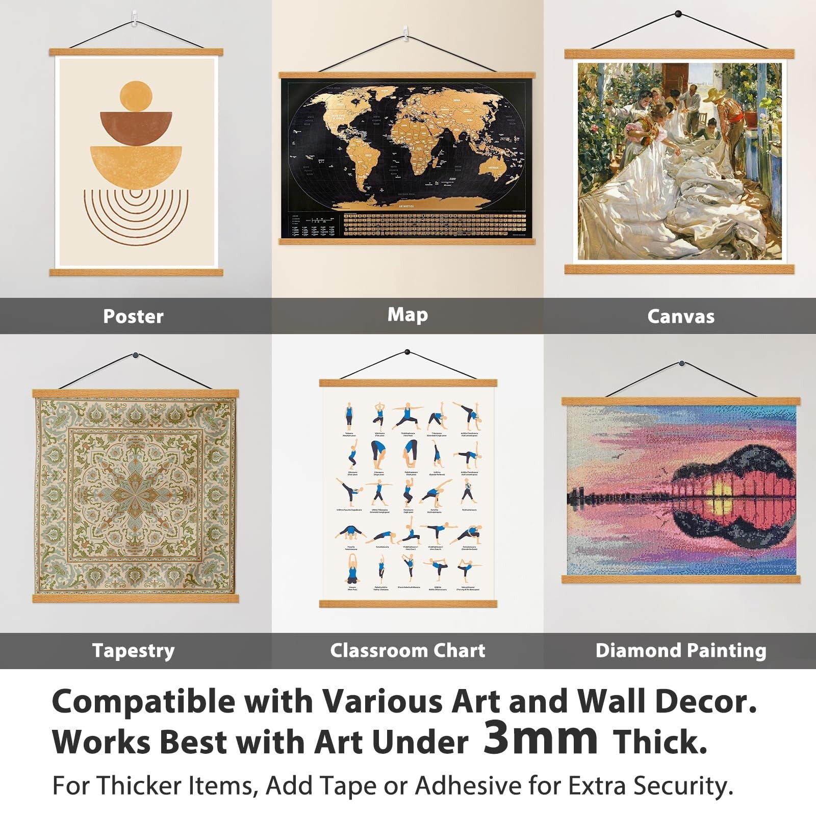 HONKKI magnetic poster hanger frame holding a movie or music poster, compatible with 22x28, 22x30, or 22x34 inch posters.