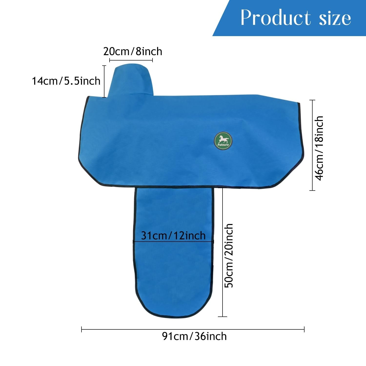 Paloura waterproof western saddle cover made of durable Oxford fabric with six elastic straps for secure fitting.
