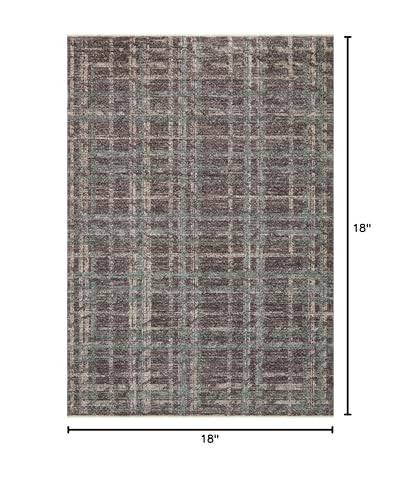 Loloi Angela Rose Ember EMB-08 Espresso Multi 18x18 modern polyester flatweave area rug with plaid pattern