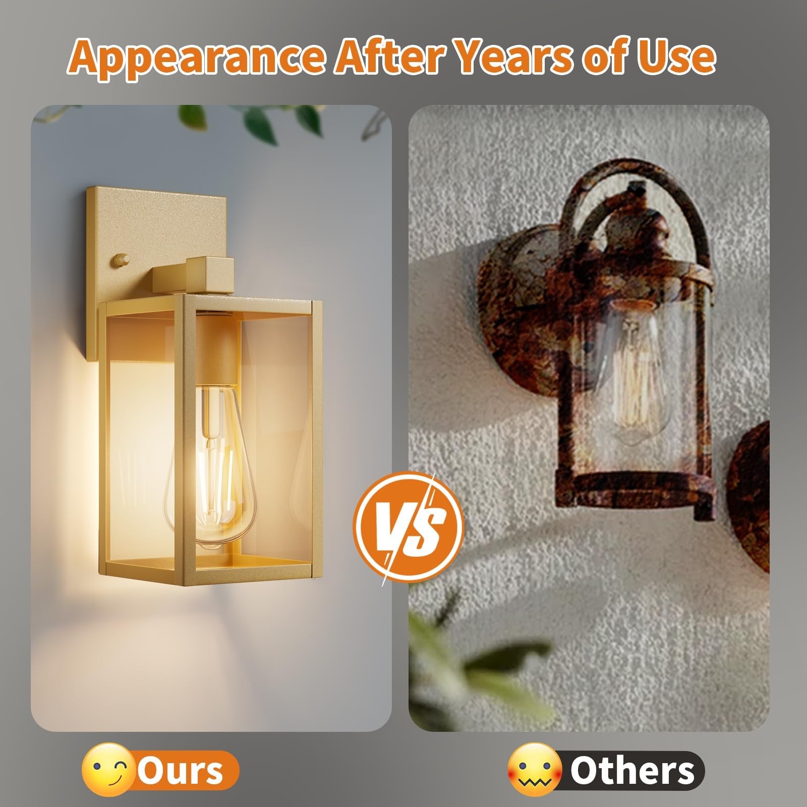 FNYUSLET outdoor wall-mounted waterproof porch light fixture with modern exterior design and clear glass shade.