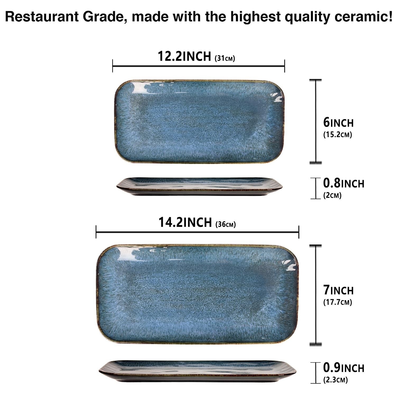 Jinsongdafa porcelain dinner plates in blue, 2-piece serving platters for entertaining, featuring elegant round design with blue patterns