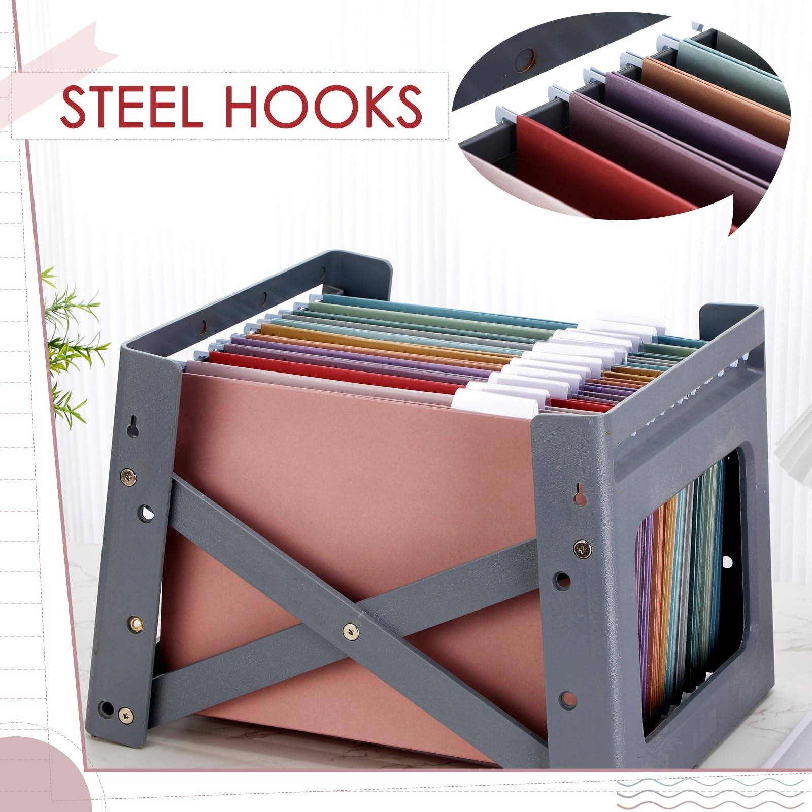 Yaomiao 24-pack hanging file folders with 3 pleats for letter size file cabinets, designed for organized document storage.