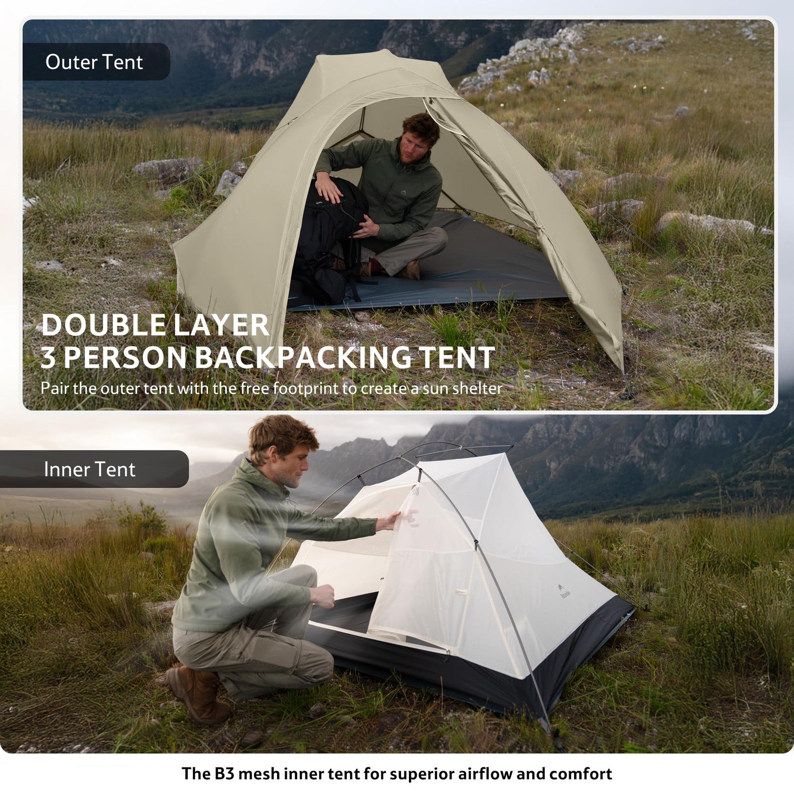 Naturehike Cloud Up 3 person backpacking tent footprint, durable waterproof ground cover for 3 season camping and outdoor adventures.