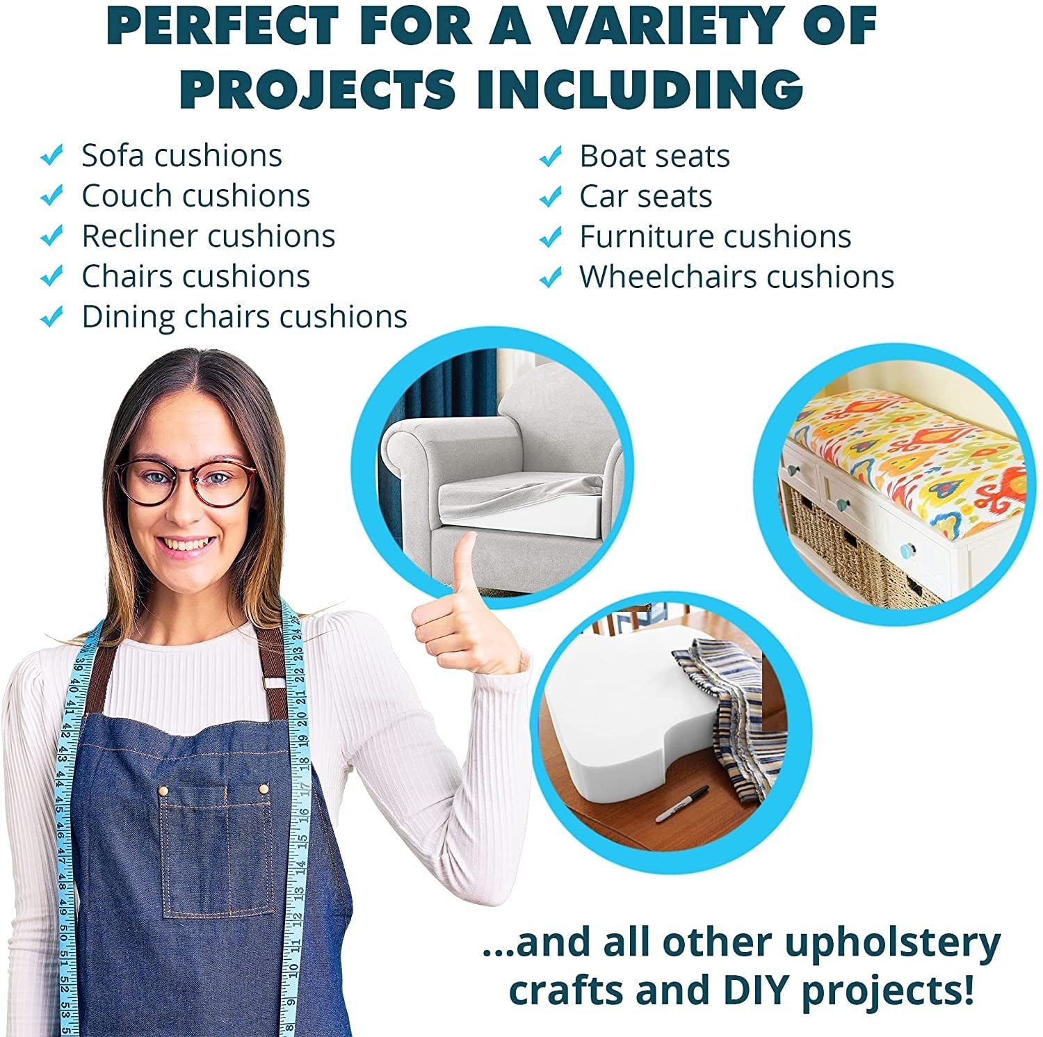 High-density outdoor couch cushion replacement in a 24x24 inch size, shown in a single foam pack for outdoor furniture.