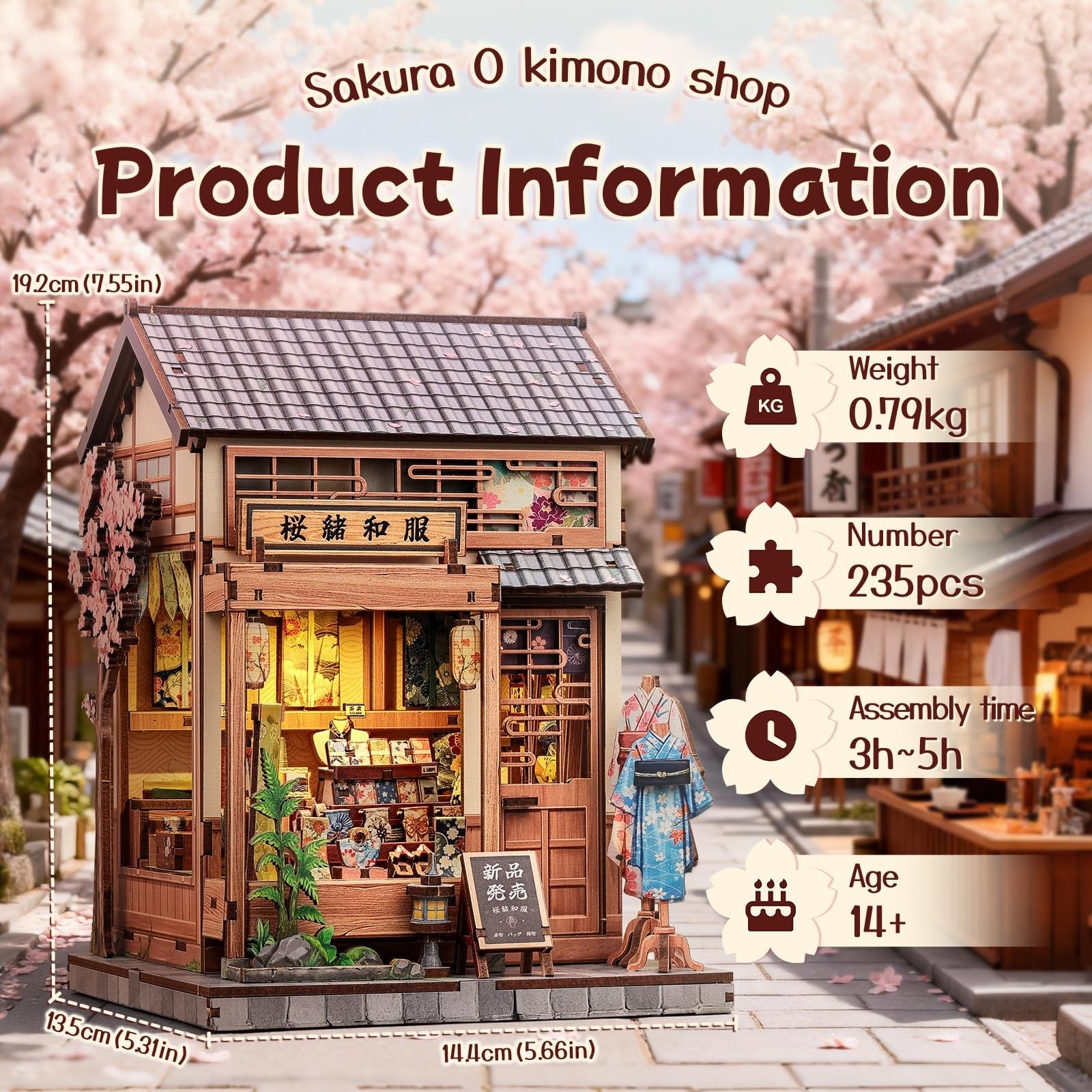 Fsolis Book Nook Kit Japanese DIY miniature house for bookshelf decor, featuring detailed design and miniature furniture.