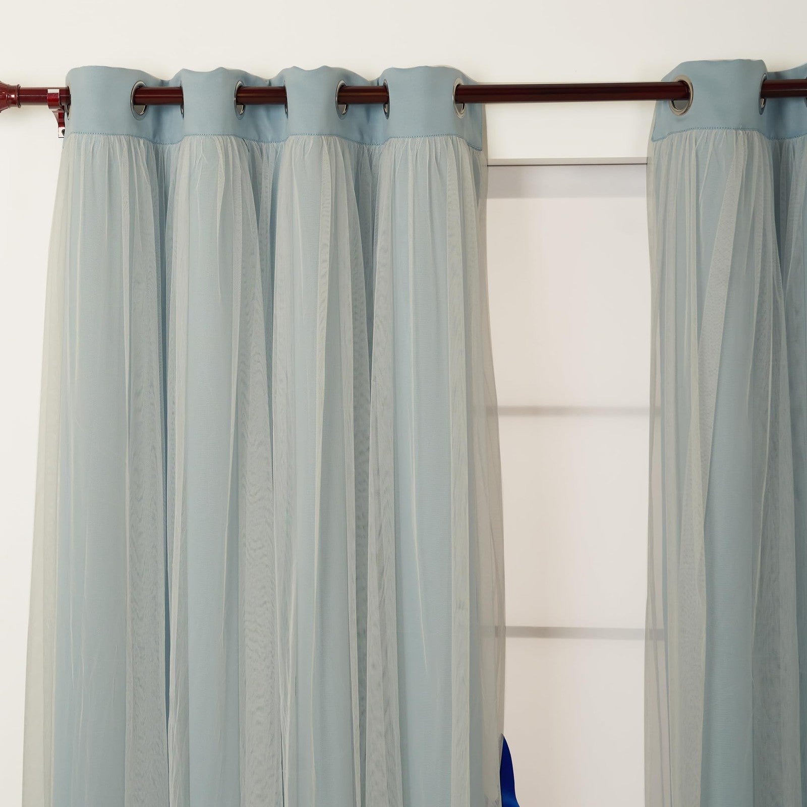 INLINAS blackout curtains with sheer overlay, black grommets, thermal insulation, 52x84 inches, set of 2 panels in black.