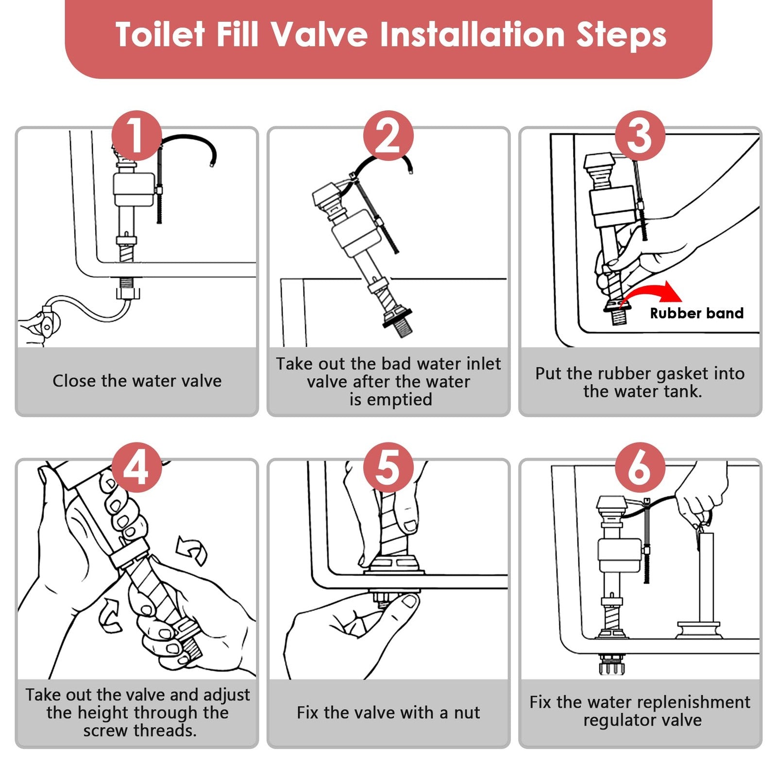 Saillong universal toilet float replacement kit with 2-inch flapper and flush valve for easy toilet tank repair.