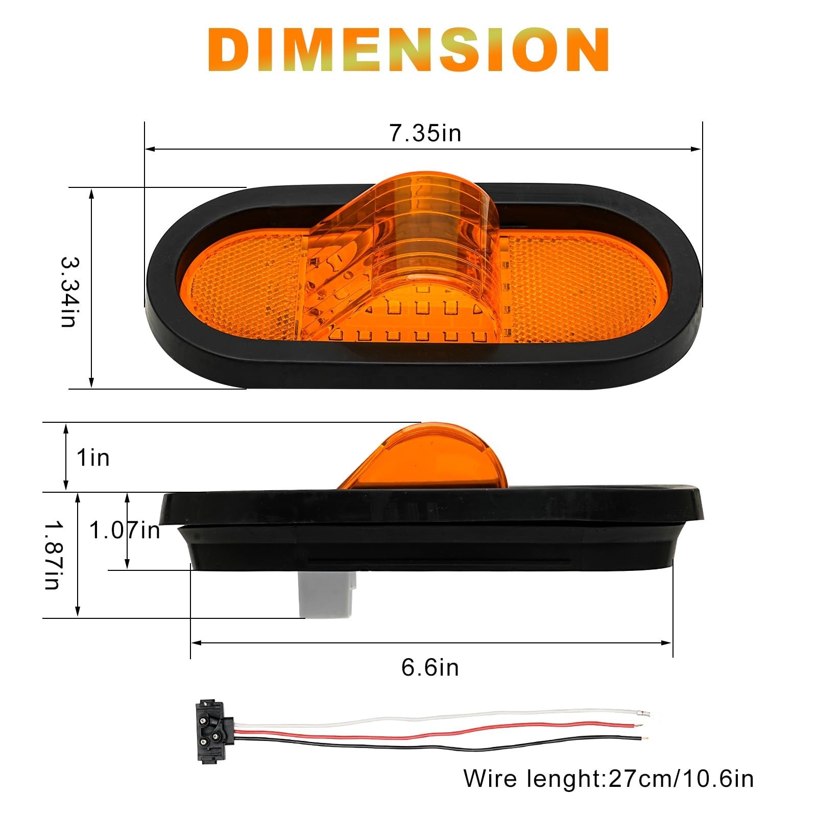PVerandio 6.5-inch trailer turn signal lights with amber LED marker lights and 24 LEDs for visibility and safety.