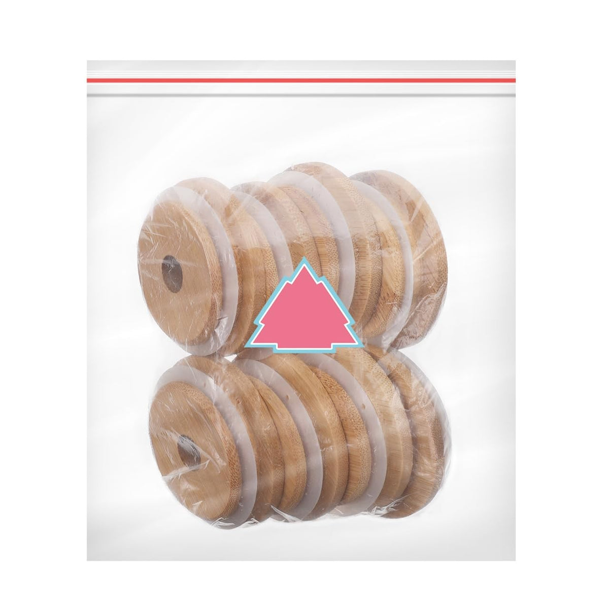 Set of 8 DOITOOL bamboo jar lids with straw holes for beer cans and glasses, reusable and eco-friendly bamboo drinking accessories.