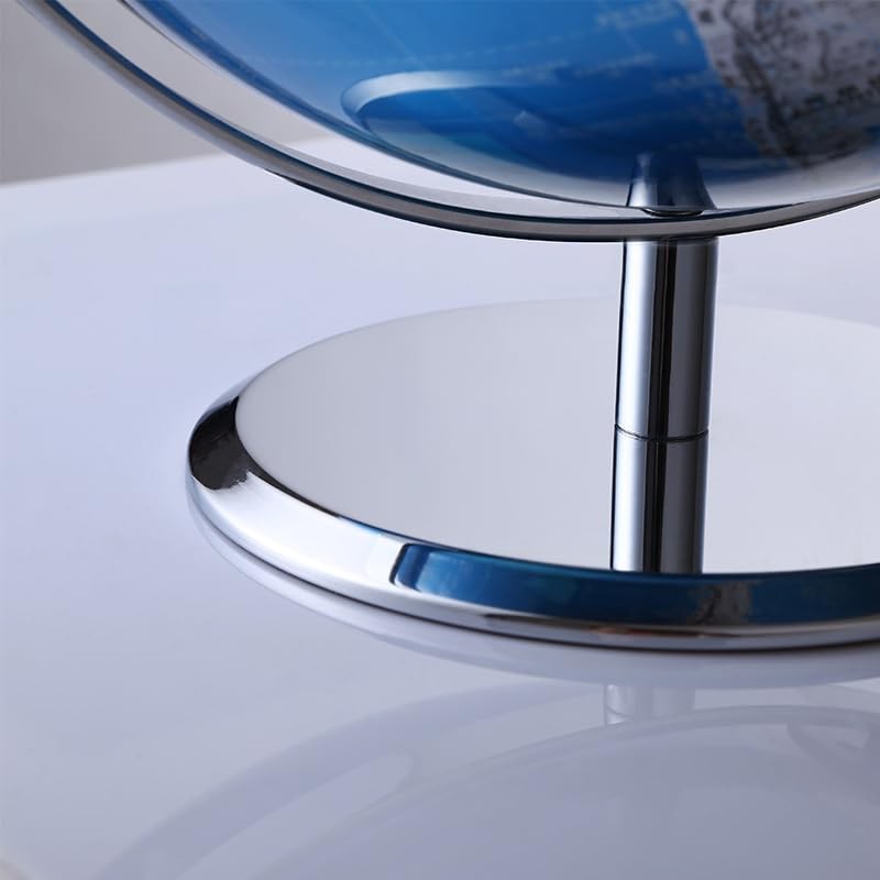 TTKTK 8-inch world globe with stainless steel stand, modern desktop Earth globe for educational and decorative use.