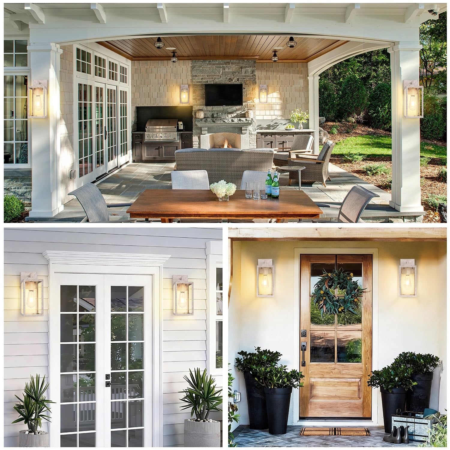 Outdoor waterproof wall light fixture with classic sconce design, perfect for exterior exterior wall illumination.