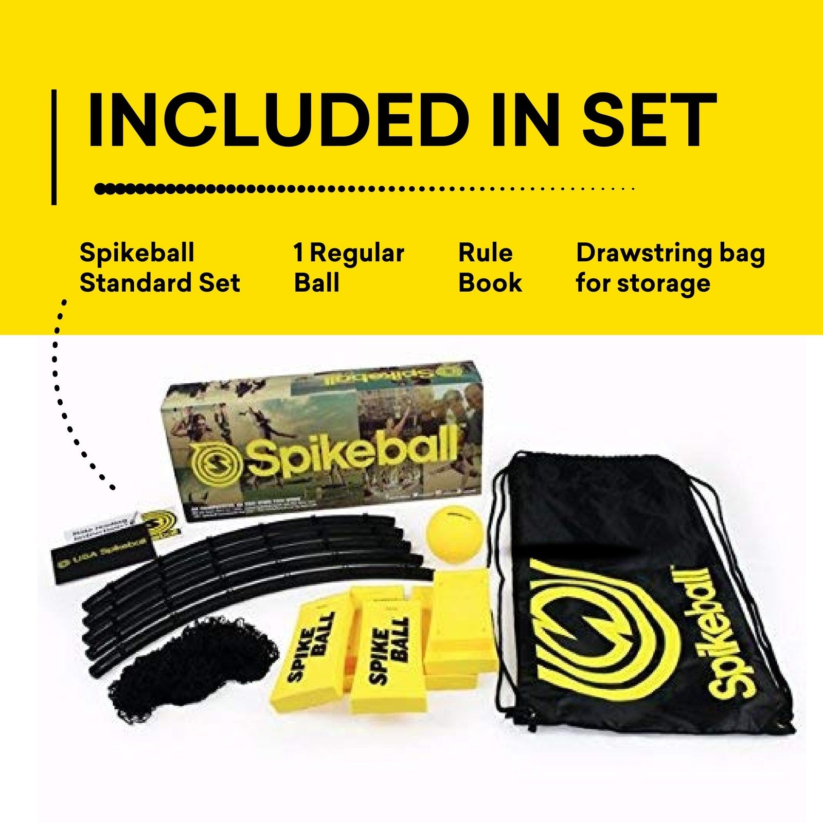 Spikeball The Original Kit 1-Ball Game Set with net, ball, and paddles ready for outdoor yard or camping play.