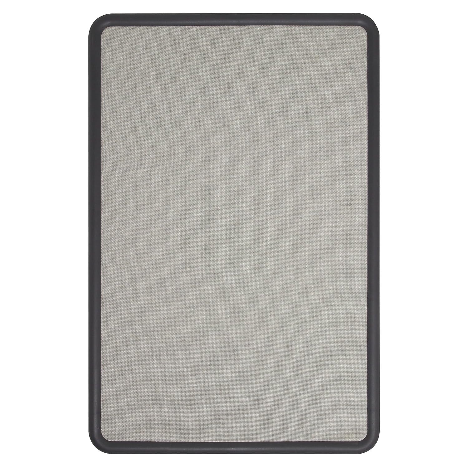 Quartet fabric bulletin board in contour gray, 3x2 feet, ideal for office use with a smooth fabric surface and sturdy frame.