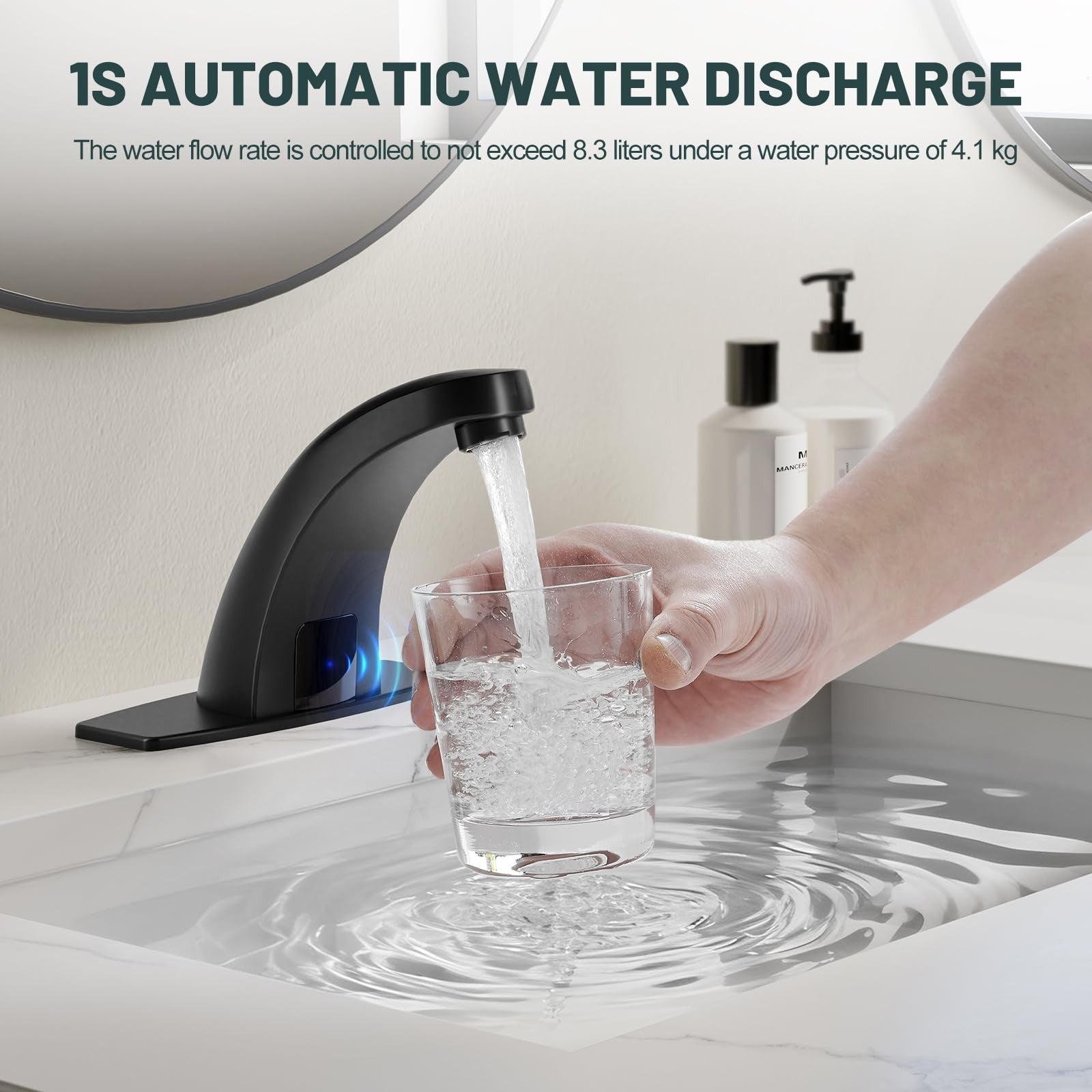 Greenspring touchless bathroom sink faucet with automatic sensor, AC/DC power, sleek modern design for commercial use