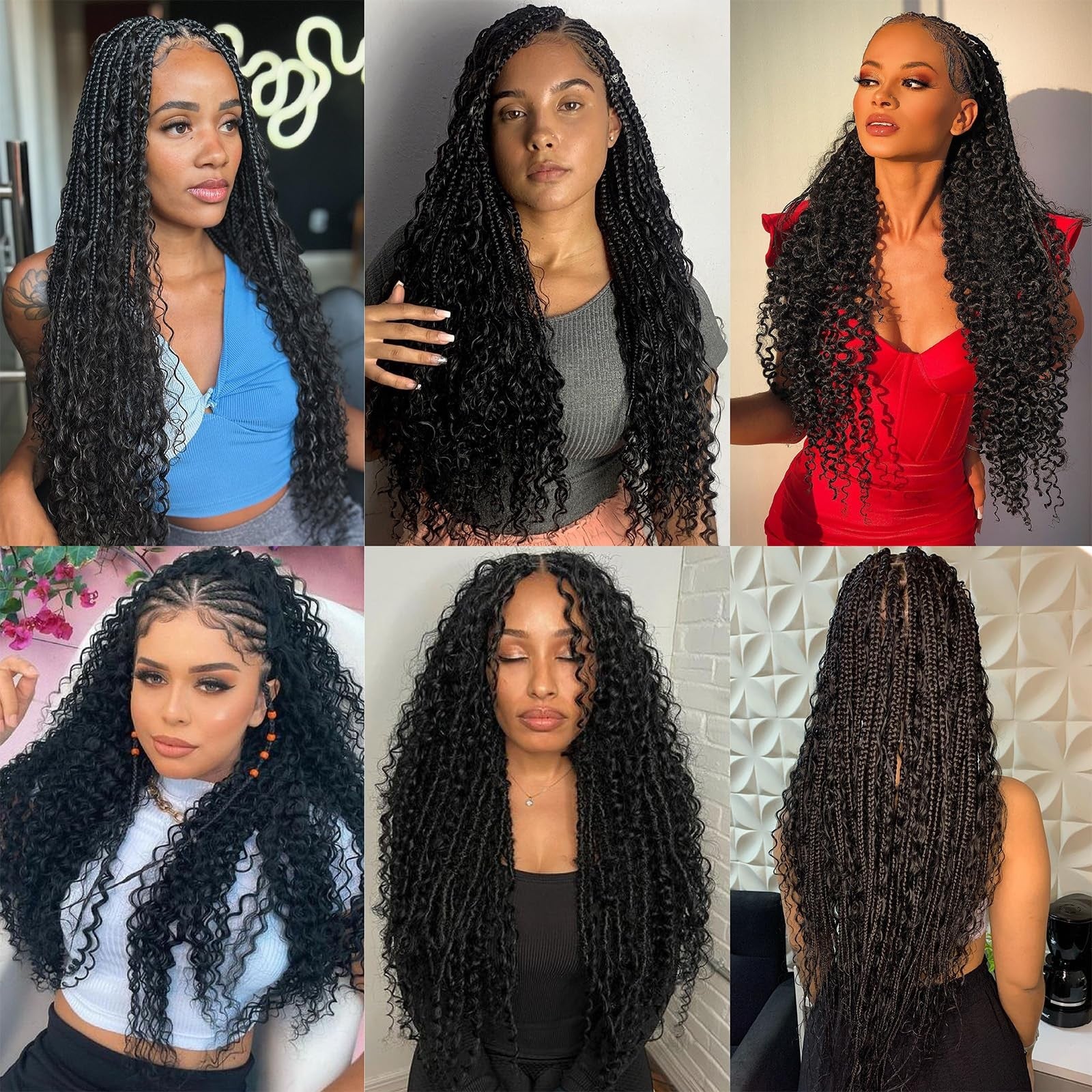 Curly kinky boho braiding hair in 26-inch length, bulk hair for boho braids, displayed in natural black color.