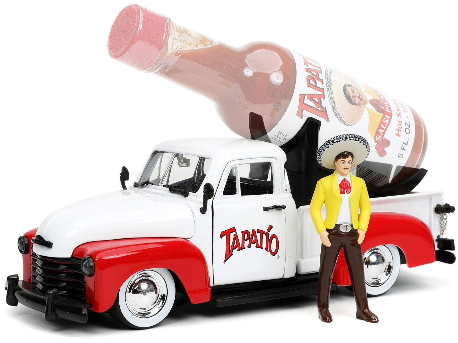 Jada Tapatio 1:24 scale 1953 Chevy Pickup die-cast car with detailed Charro Man figure in traditional Mexican attire