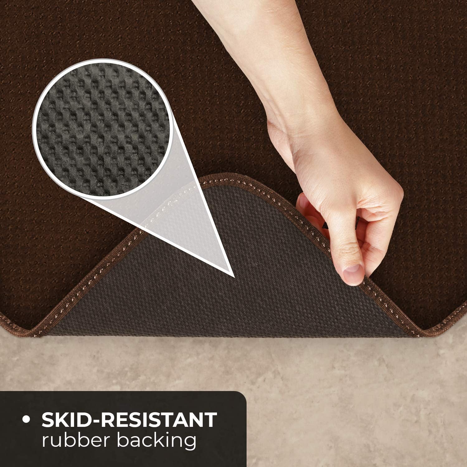 House, Home and More skid-resistant indoor area rug with plush carpet in neutral tones, suitable for living rooms and bedrooms.
