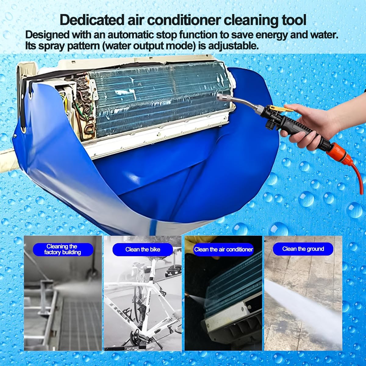 South Silk Ac cleaning bag wall protection cloth and mini split cleaning kit with 13 pieces, used for air conditioner maintenance.
