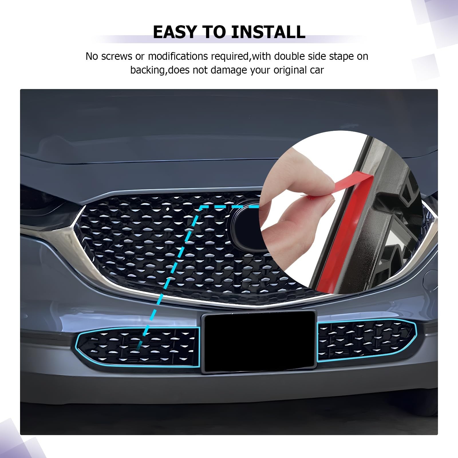 LUWU front grill mesh for Mazda CX-30 2020-2026, showing the black front mesh grille with a textured pattern.
