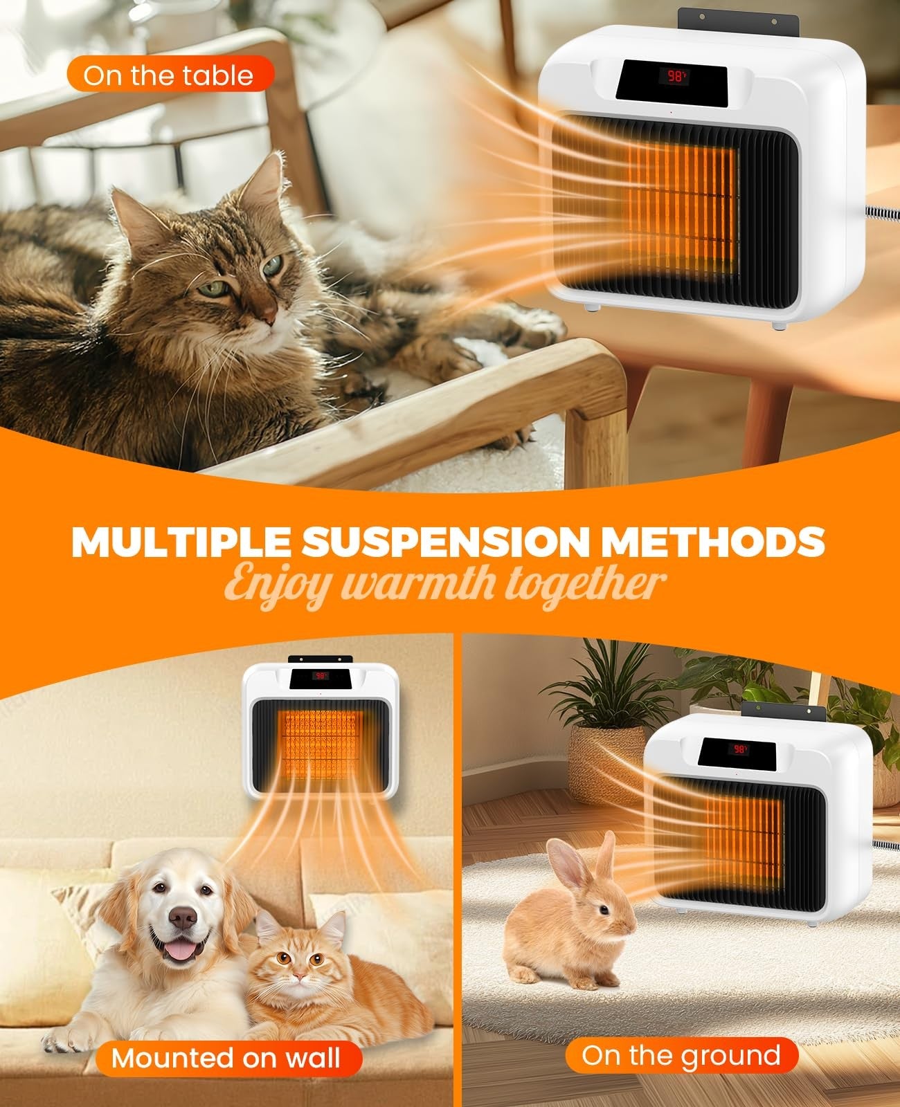 Yiabivo heated dog house with thermostat, 6ft anti-chew cord, insulated shelter for outdoor pets