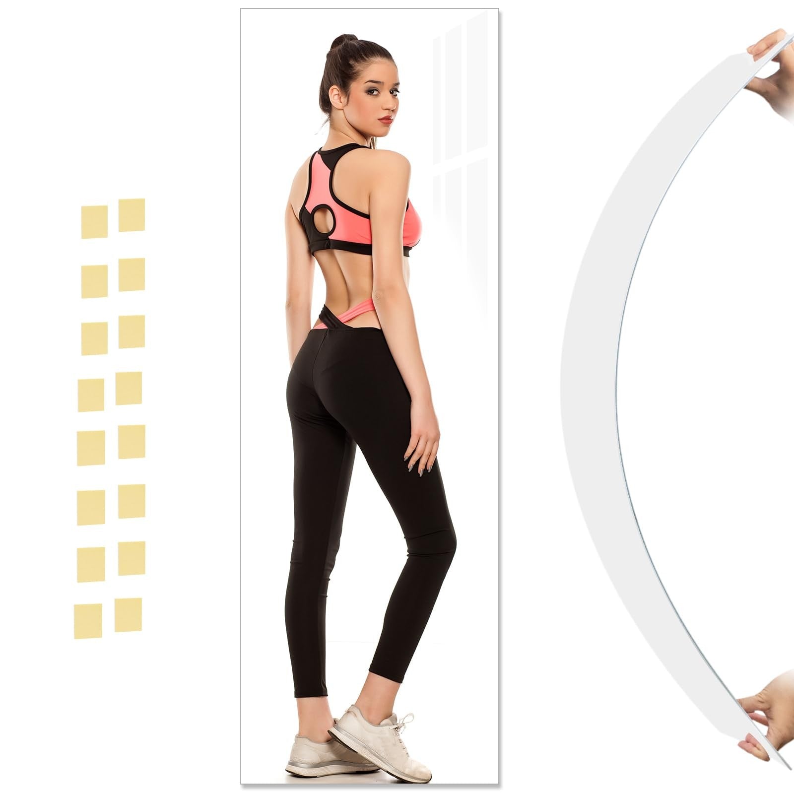 Acrylic shatterproof wall-mounted full-length fitness mirror with sleek frame, ideal for home gym or workout space.