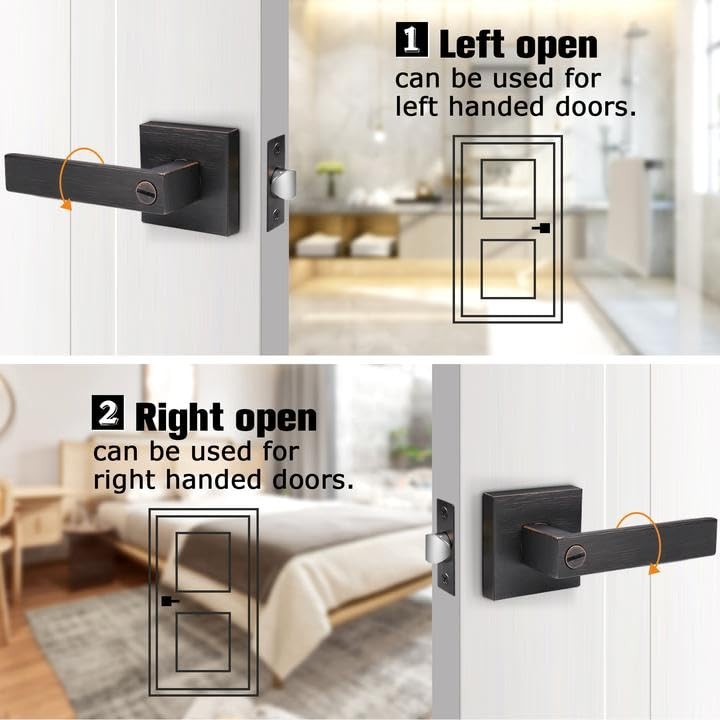 Probrico heavy duty privacy door handle lever with contemporary square design, featuring a sleek, modern finish.