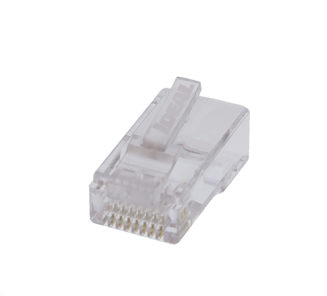 Ideal Industries RJ-45 modular plug connector, 8P8C single piece Ethernet plug for networking and data connections.