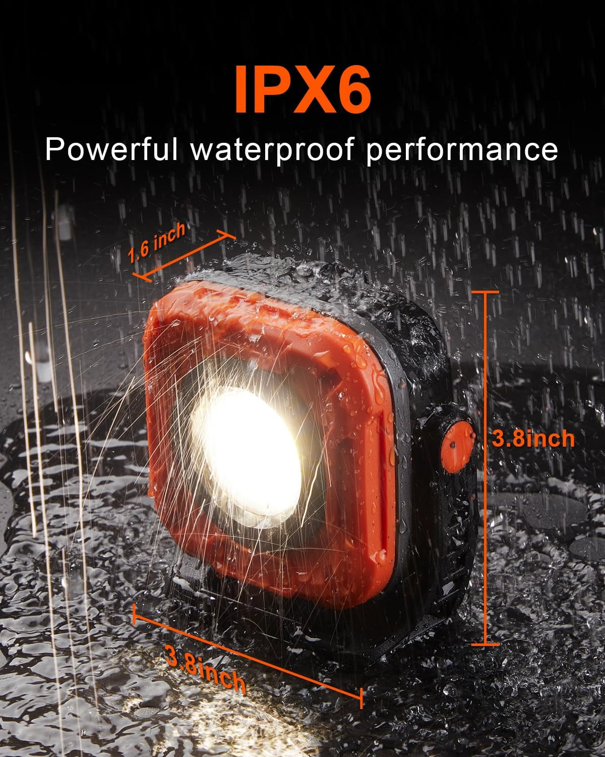 SUNREI 1300LM LED magnetic work light with stepless dimming and 7800mAh COB battery, showing the portable, adjustable design.