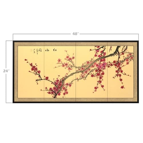 Red Lantern Oriental Furniture Plum Blossom 24-inch decorative art piece showcasing intricate plum blossom design.