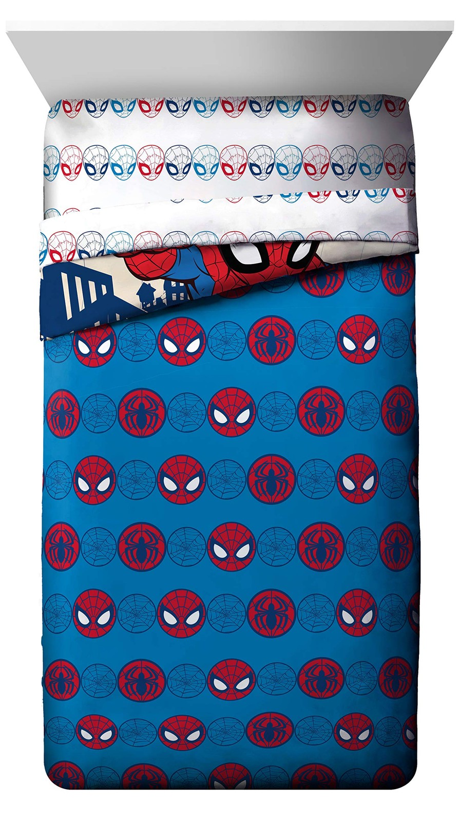 Jay Franco Marvel Super Hero Adventures Go Spidey twin bed set featuring Spider-Man and superhero design on colorful fabric.