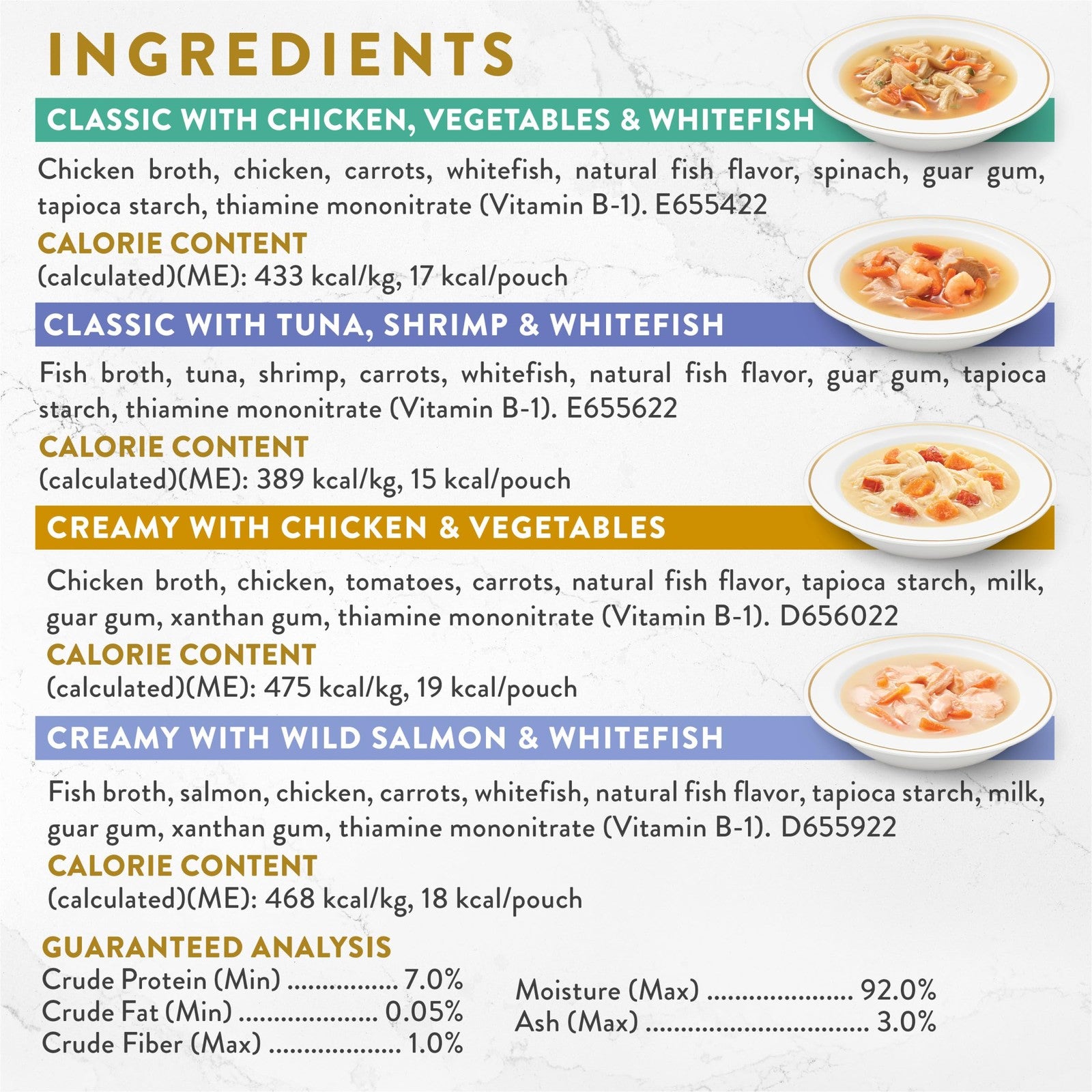 Fancy Feast Broth Complement Chicken and Seafood lickable grain-free wet cat food in a bowl.