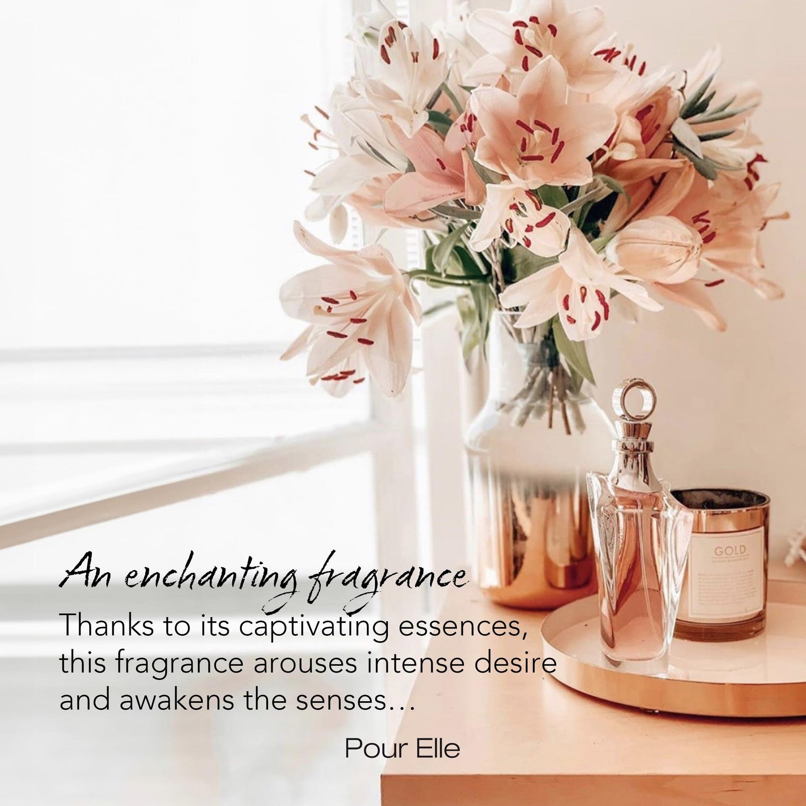 Mauboussin Pour Elle 100ml floral eau de parfum for women, elegant bottle with floral design and pink accents.