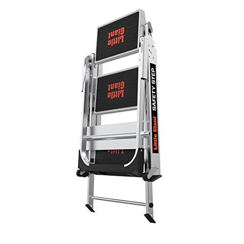 Little Giant Safety Step 3-step aluminum ladder, 3 ft Type 1A, rated for 300 lbs, with non-slip steps and sturdy frame.
