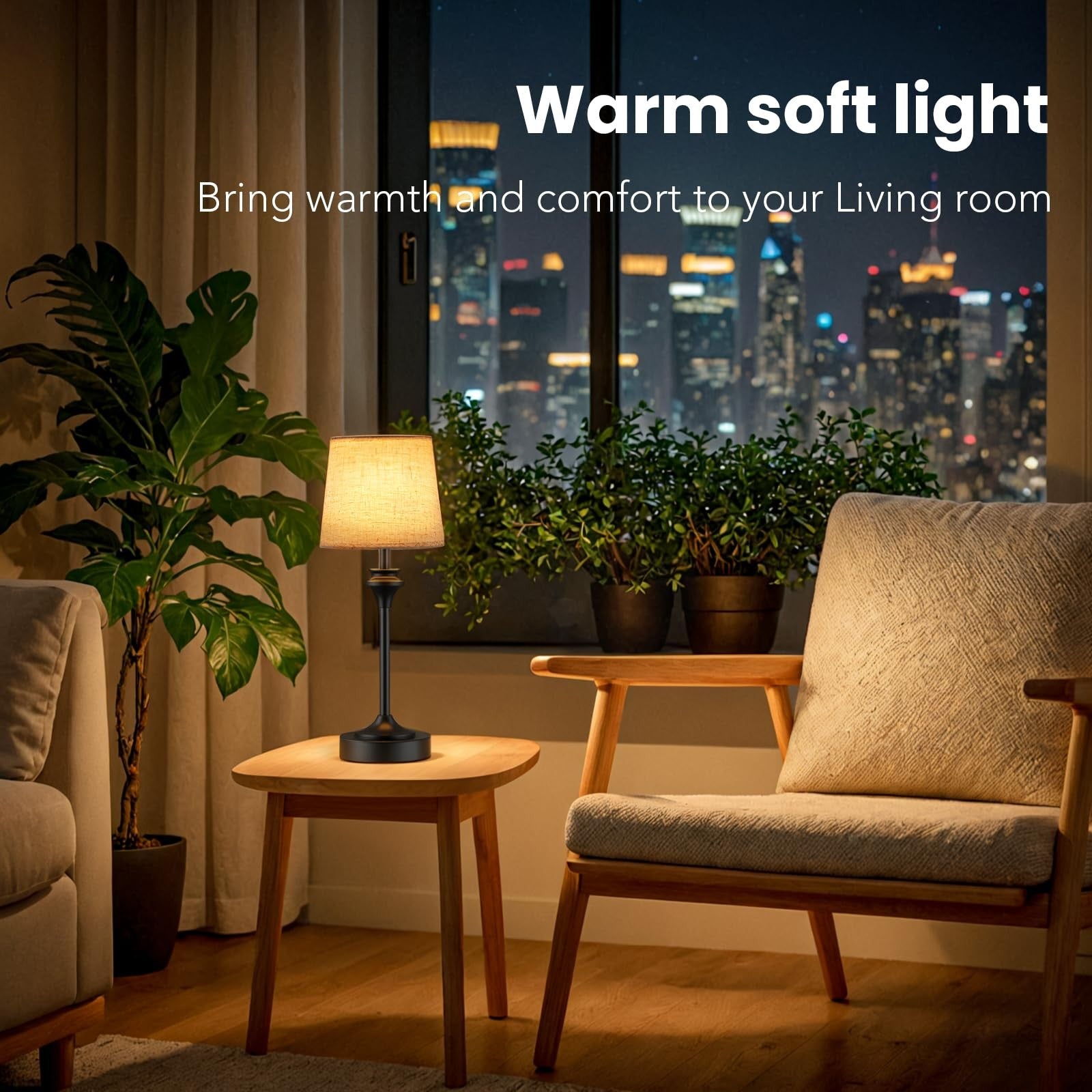 NIORSUN cordless table lamp with flaxen fabric shade, battery-operated portable lamp for ambient lighting.