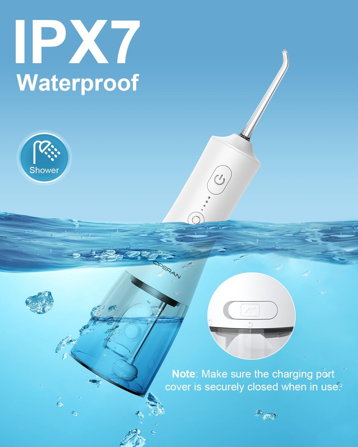 Operan cordless water flosser with 300ml water tank, dental oral irrigator for effective teeth cleaning and oral hygiene.