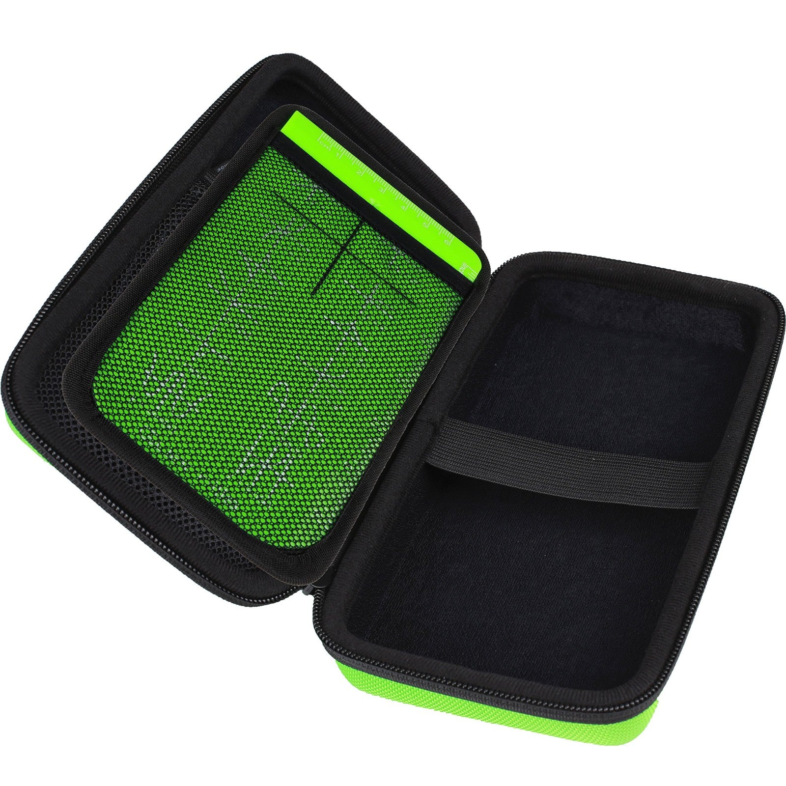Guerrilla hard travel case for TI-83 Plus, TI-84 Plus, and TI-84 Plus Color Edition graphing calculators in black with secure zipper.